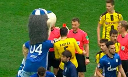 Maskot Schalke baví celý internet: Rozhodcovi ukázal červenú kartu